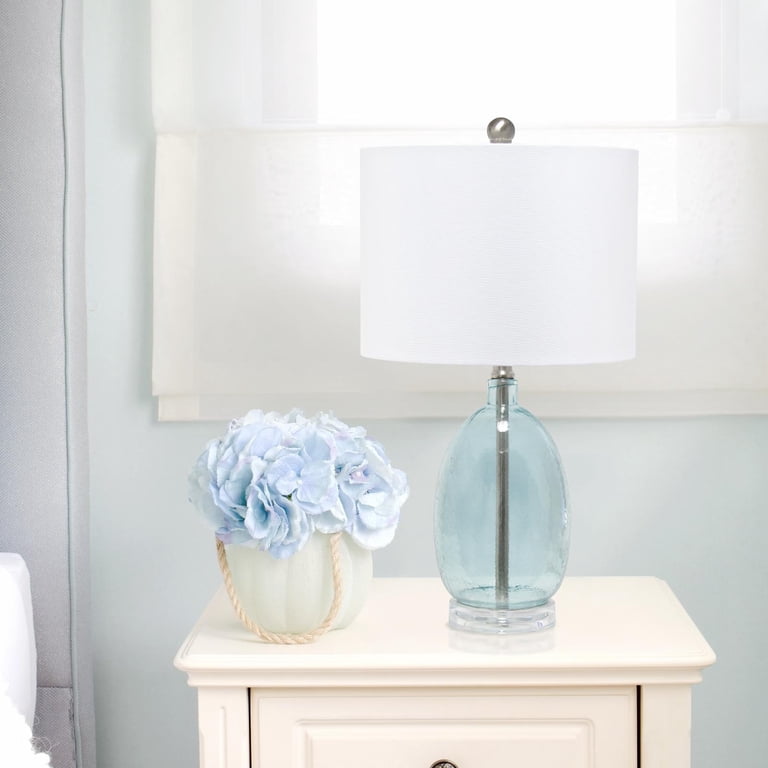 Color Plus Fillable Glass Table Lamp – 28.5" Tall With White Linen Shade, Customizable Base For Decor, Bedroom Or Living Room