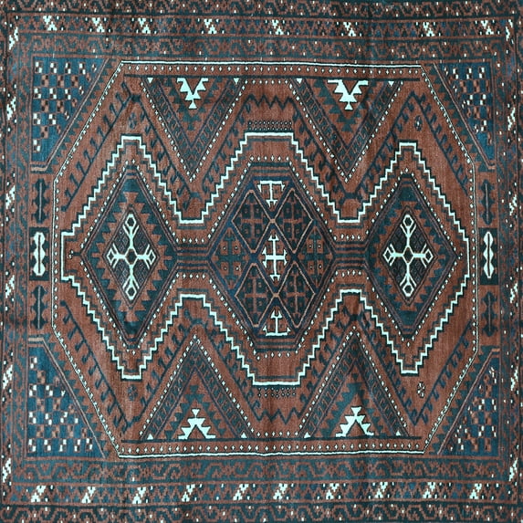 Ahgly Company Indoor Square Persian Light Blue Traditional Area Rugs, 5' Square