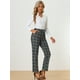 thumbnail image 3 of Pantalones a cuadros casuales para mujer, bolsillos, pierna recta, trabajo, oficina, pantalones Azul Verde S, 3 of 6