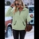 thumbnail image 4 of Sudadera Informal de con Cremallera de un Cuarto para Mujer, Larga, Ligera, Suave y Afelpada, con Bolsillos. Verde XXL, 4 of 8