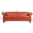 thumbnail image 4 of 84.65" PU Three Seater Sofa,High Quality Modern Classic Sofa,Rolled Arm Chesterfield Couches for Living Room,Orange, 4 of 7