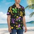 thumbnail image 3 of Sikiie Mardi Gras Carnival4 Print Men's Hawaiian Shirt, Summer Beach Button Pocket Short Sleeve T-Shirt,Small, 3 of 7