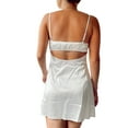 thumbnail image 5 of KelaJuan Women's Short Mini Dress, Summer Sleeveless Spaghetti Strap Lace Trim Satin Dress, 5 of 6