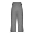 thumbnail image 7 of CHGBMOK Linen Pants for Women High Waisted Wide Leg Capri Elastic Waist Casual Beach Flowy Cropped Summer Capris Pants, 7 of 7