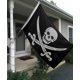 thumbnail image 3 of Bandera pirata para exteriores de doble cara, resistente, de 3 capas, con diseño de Jolly Roger, calavera con cruz de cuchillo, lona súper duradera con 4 filas de bordes cosidos y 2 ojales de latón., 3 of 7