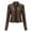 Brown, variant on Luxalzxs Women Faux Leather Jacket Stand Collar Motorcycle Zip Up Long Sleeve Motor Biker Short Coat Jacket