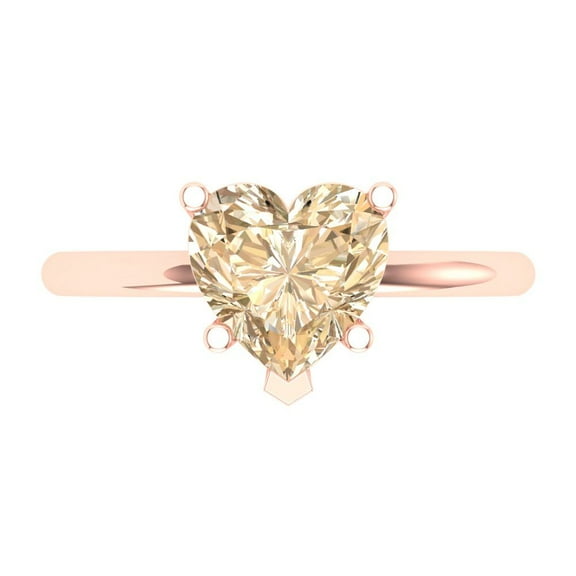 2 ct Heart Cut Natural Morganite Solitaire 18K Rose Gold Womens Engagement Ring