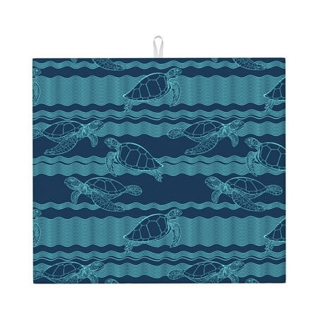 

Goofa Dish Drying Mat Super Absorbent Drying Mat Large Dish Drying Mats for Kitchen Counter Easy Clean Dish Mat Kitchen Drying Mat 16 x 18 ( Turtles and Waves )