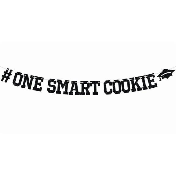 One Smart Cookie Banner, You Did It/Congrats Grad, College High School Graduation Party Decoration Supplies, Black Glitter