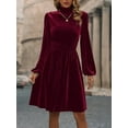 thumbnail image 4 of Female Floral Sleeve Wear to Work Church Wedding Guest Party Dresses Wine Red S, 4 of 7
