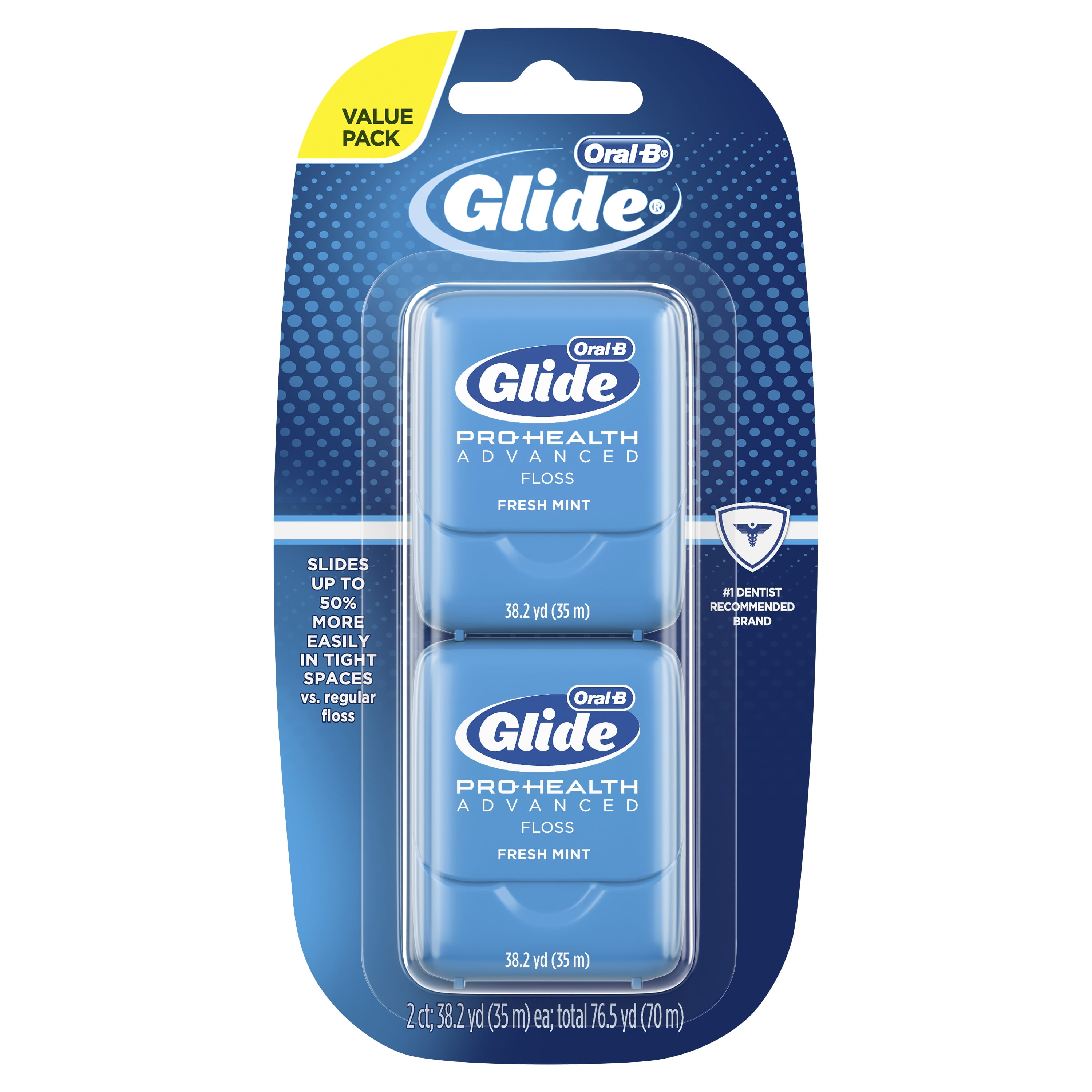 In last korting Oral-B Glide Pro-Health Advanced Dental Floss, Fresh Mint Flavor, 35 M,  Pack of 2 - Walmart.com
