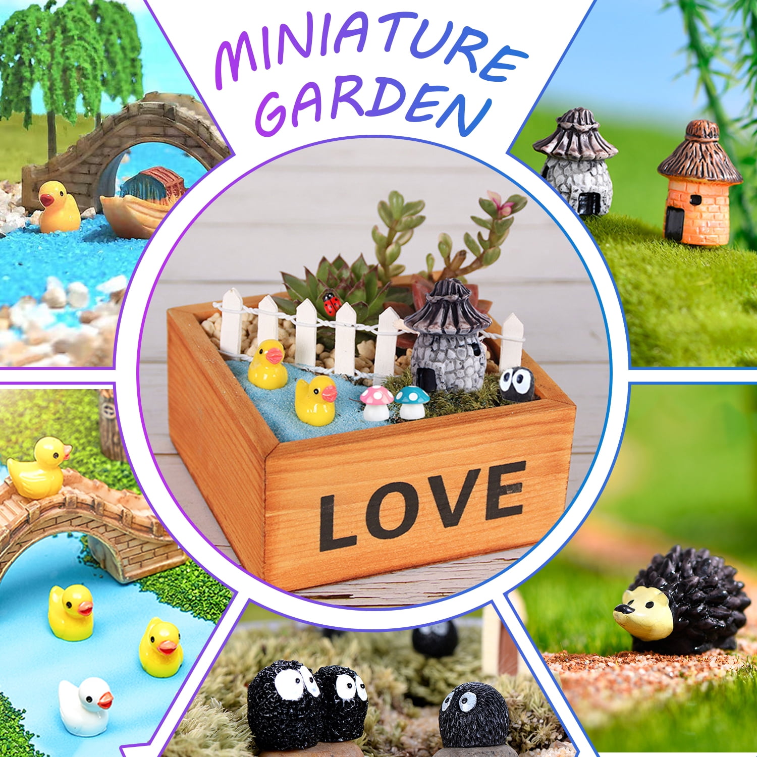 115 Miniature Fairy Garden Accessories, Fairy Garden Kit, Fairy Garden Animals, Miniature Figurines, Micro Landscape Ornaments Kit, Garden DIY Kit for Dollhouse Decoration Plant House Decor