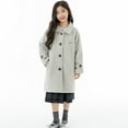 thumbnail image 6 of NAISIBABY Girls Winter Overcoat 7T, Classic Lapel Thermal Lined Buttons Mid Length Coat with Pockets Gray (5-15T), 6 of 9