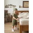 thumbnail image 5 of BemeyourBBs Baby Boy Summer Clothes Infant Baby Boys Fishing Outfit Newborn Baby Boy Hospital Going Home Outfit Ribbed Romper Short Sleeve Newest Fishing Buddy Letter Print Jumpsuit with Hat, 5 of 9