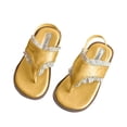 thumbnail image 2 of ZunFeo Girls Sandals Yellow with Lace Trim | Comfortable Flip Flops for Kids Little Big Kids, Adjustable Strap & Padded Insole (US 8.5M-2.5M),Size 2.5 M, 2 of 5