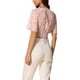 thumbnail image 3 of INSPIRAR CHIC Blusas Cortas de Manga Corta con Cuello en V de Verano con Estampado Floral L Rosa Claro, 3 of 6