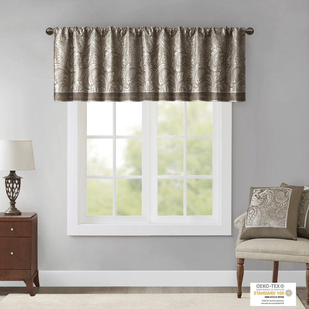 MAYEERTY 50x18" Jacquard Window Valance Blue/Brown
