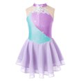 thumbnail image 4 of iiniim Kids Girls Figure Ice Skating Sequin Dance Dress Sleeveless Mesh Tutu Dress Lavender 14, 4 of 7