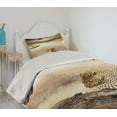 thumbnail image 2 of Ambesonne Beige Quilted Coverlet 2 Pcs, Wild Leopard, Twin Size, Beige and Brown, 2 of 5