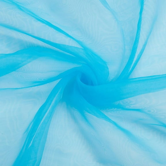 1set 5 Yards Light Blue Organza Fabric Solid Sheer Silk Soft Chiffon Voile Tulle Fabric by The Yard Lightweight Polyester Cloth Fabrics for Sewing Making Wedding Parties Costumes Dresses Supply Blue