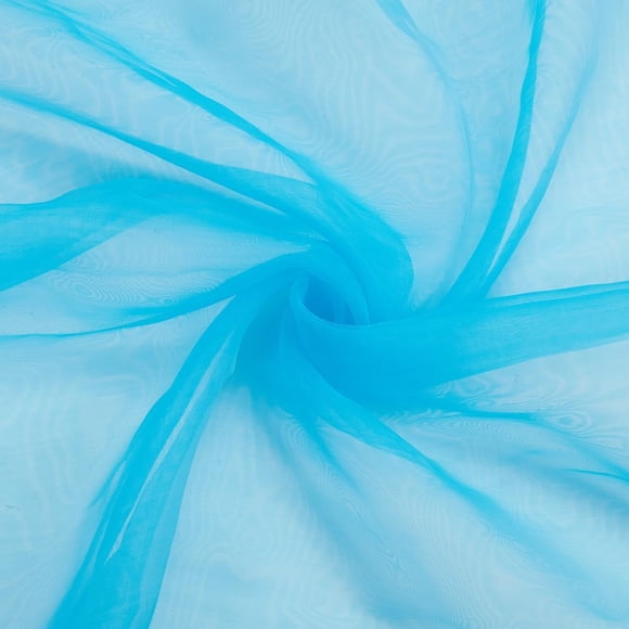 5 Yards Light Blue Organza Fabric Solid Sheer Silk Soft Chiffon Voile Tulle Fabric by The Yard Lightweight Polyester Cloth Fabrics for Sewing Making Wedding Parties Costumes Dresses Supply