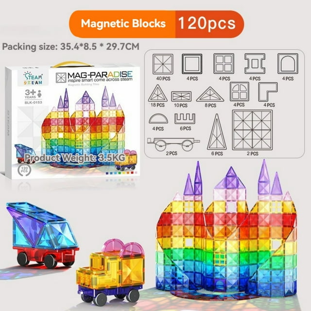 yeacher Creative Magnetic Building Blocks for Kids - 120-Piece Colorful Window Design Set for Cognitive Development and Fun Learning
