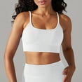thumbnail image 2 of XFLWAM V Neck Strappy Sports Bras for Women Thin Spaghetti Strap Padded Bra Sexy Wireless Yoga Bra Crop Top, 2 of 5