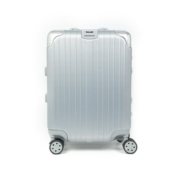 Maleta de Viaje Plata 10 kg TSA para Cabina de 20 Pulgadas Equipaje de Mano con Ruedas Rollway