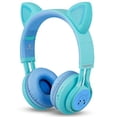 thumbnail image 3 of Riwbox Auriculares para niños, CT-7S Auriculares Bluetooth con Oreja de Gato con luz LED, limitación de Volumen de 85 dB, sobre la Oreja con micrófono para computadora portátil/PC/TV (Azul y Verde), 3 of 5