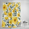 thumbnail image 5 of Shower Curtains for Bathroom-72"x72",Watercolor Blossom Yellow Flower Waterproof Bath Curtain Grommet Shower Curtain Set with Hooks,Green Leaves on White Washable Bath Accessories, 5 of 7