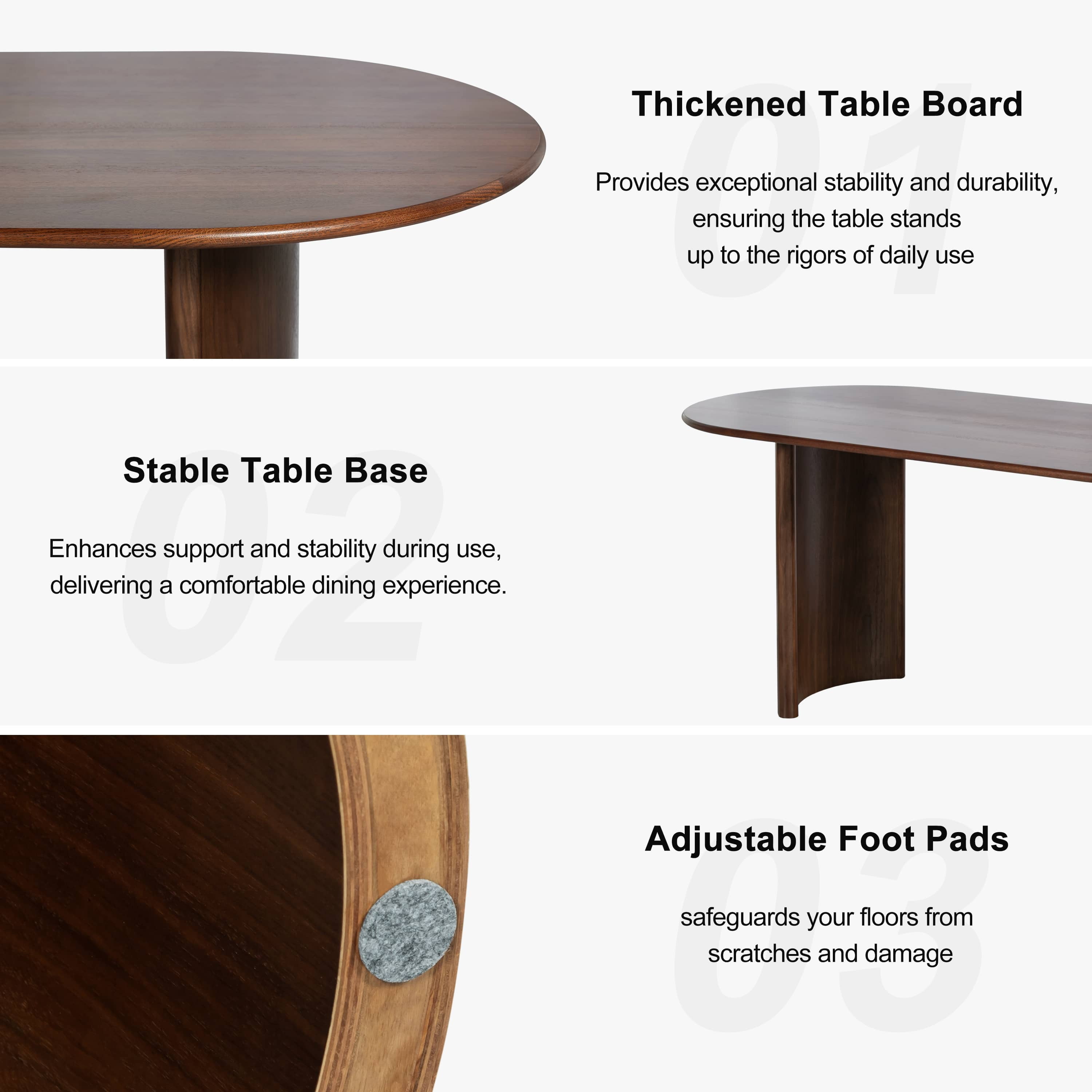 Haiden 79"x33.5" Soild Wood Dining Table Oval Kitchen Table, Walnut