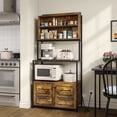 thumbnail image 5 of 5-Tier Kitchen Bakers Rack with Power Outlet, Industrial Microwave Oven Stand with Shelves, Kitchen Utility Storage Shelf with Cabinet, Standing Kitchen Storage Rack, Rustic Brown, 5 of 7