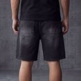 thumbnail image 5 of QQZ Relaxed Fit Denim Shorts Men, Rhinestone Flame Pattern Knee Length Jean Shorts for Hip Hop Party, Street Wear and Casual Outings, 5 of 5