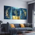 thumbnail image 2 of 3 Piece Abstract Wall Art Gold Fish and Butterfly Paintings Blue Wall Decor Poster Modern Artwork Picture HD Canvas Print,Framed for Living Room Bedroom Bathroom, 12"x16"x3 Panels, 2 of 7