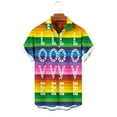 thumbnail image 2 of Penkiiy Hawaiian Shirt for Men Short Sleeve Beach Shirts Casual Rainbow Button Down Shirt M Green, 2 of 4