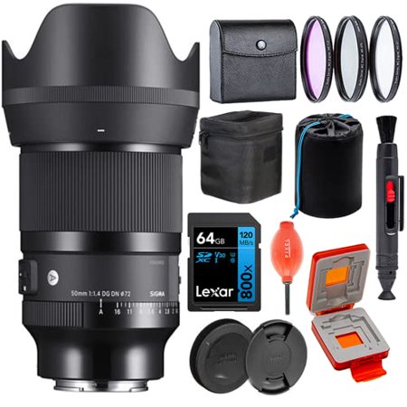 Sigma 50mm f/1.4 DG DN Art Lens for Sony E-Mount (Black) with Advanced Bundle Accessories | 315965 | sigma 50mm lens