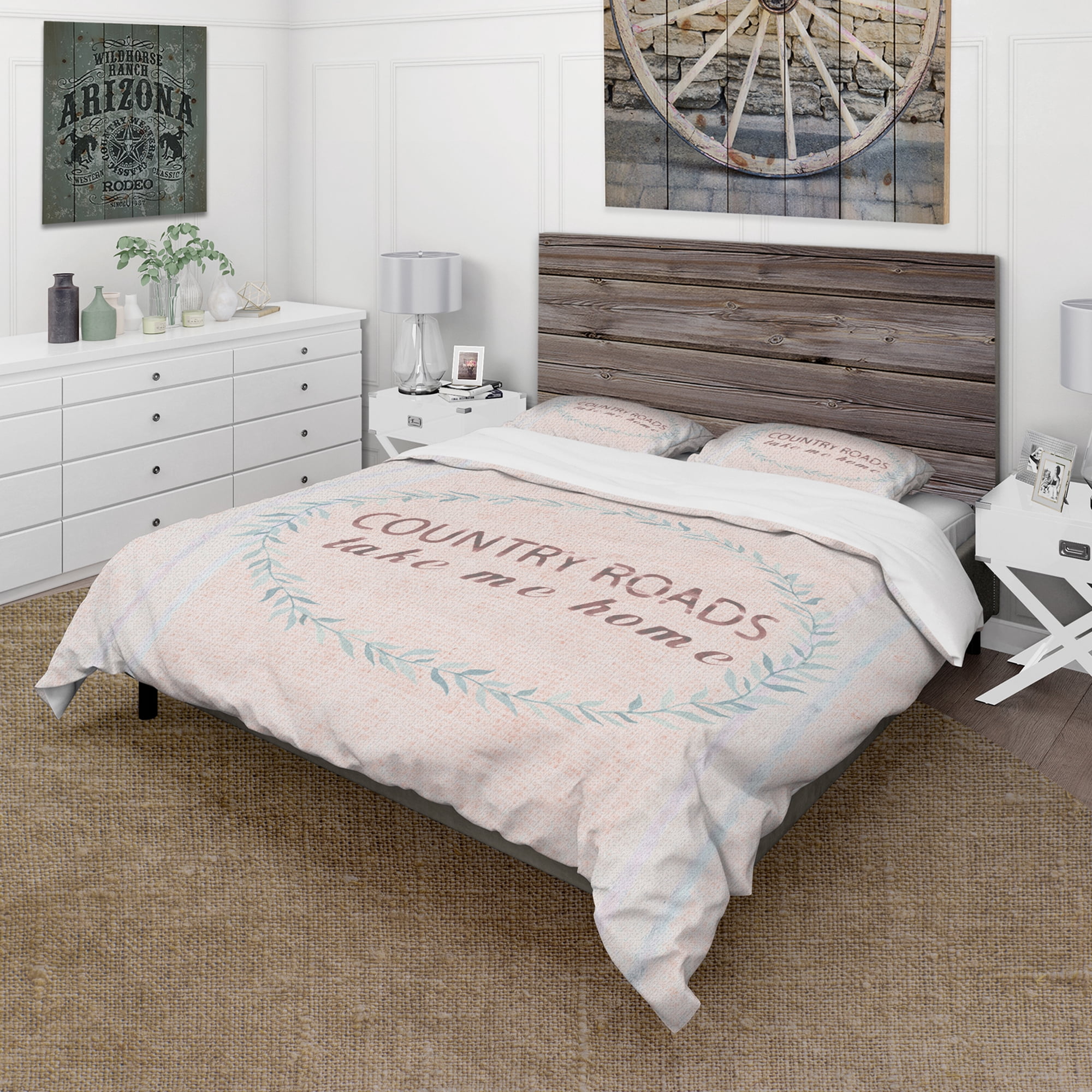 Designart 'Farmhouse Florals XX' Farmhouse Duvet Cover Set