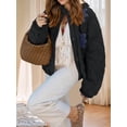 thumbnail image 6 of Womens Floral Embroidered Cropped Quilted Jacket Winter Warm Button Down Puffer Jacket Coat with Pockets, 6 of 7