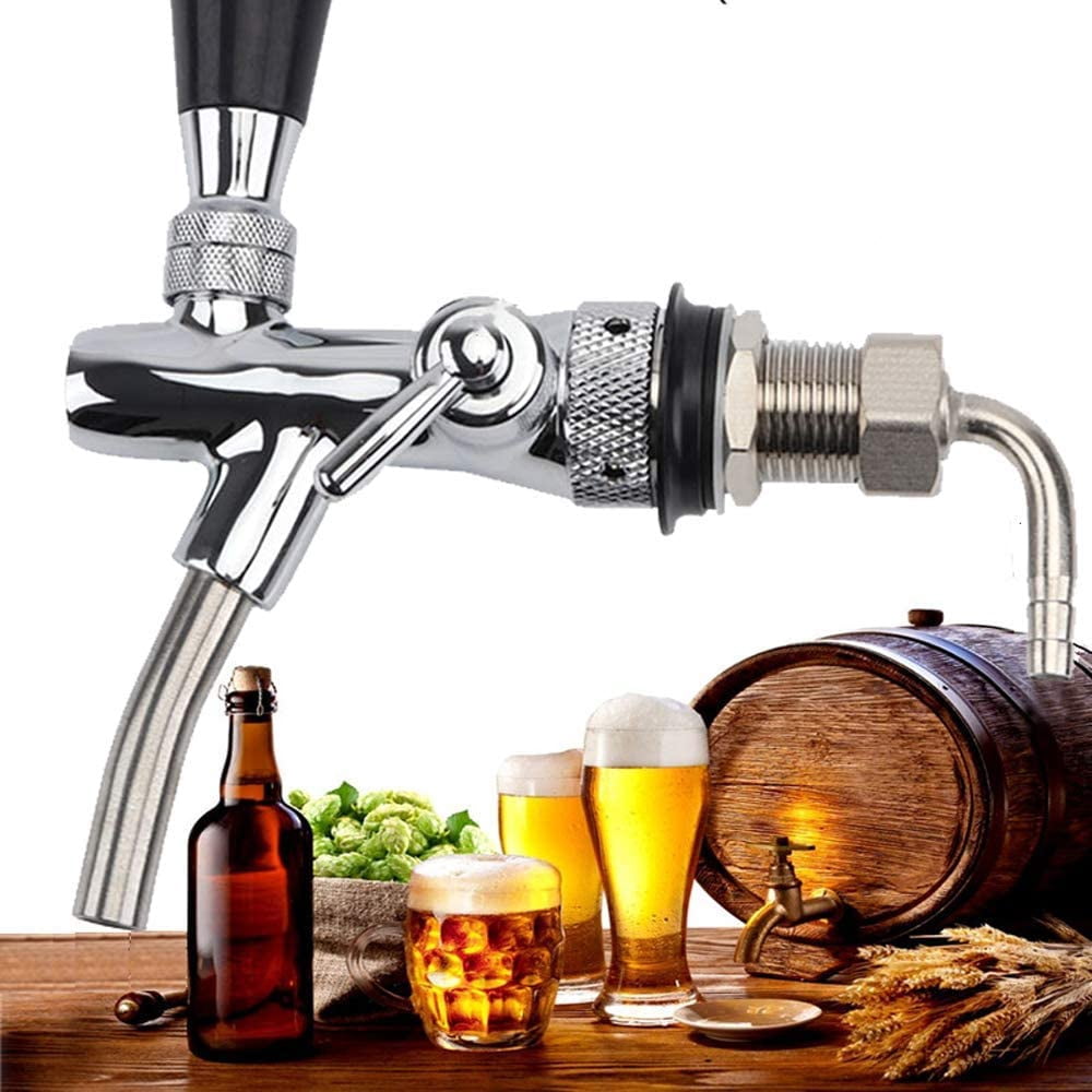 YIHOR Adjustable Beer Tap Faucet Stainless Steel Draft Beer Faucet Flow Controller Chrome Plating Shank G5/8 Tap Keg for Kegerator