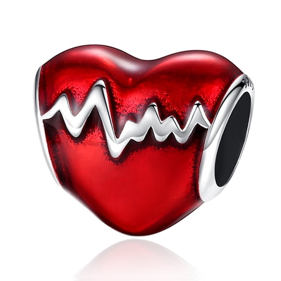 925 Sterling Silver Charm for Bracelets Red Heatbeating Bead Charms Women Bracelet Charm