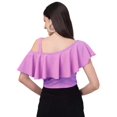 thumbnail image 2 of Stylesindia Womens Dressy Casual Tops Business Work Blouses Solid Flared Crop Top Round Neck Stretchable Top for Girls (XX-Large, Lavender), 2 of 2