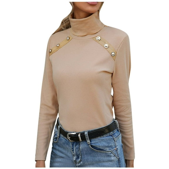 JINMGG 2026 Fall Winter Plus Size Sweaters for Women,Women's Solid Color Turtleneck Sweater Long Sleeve Top Turtleneck Sweater