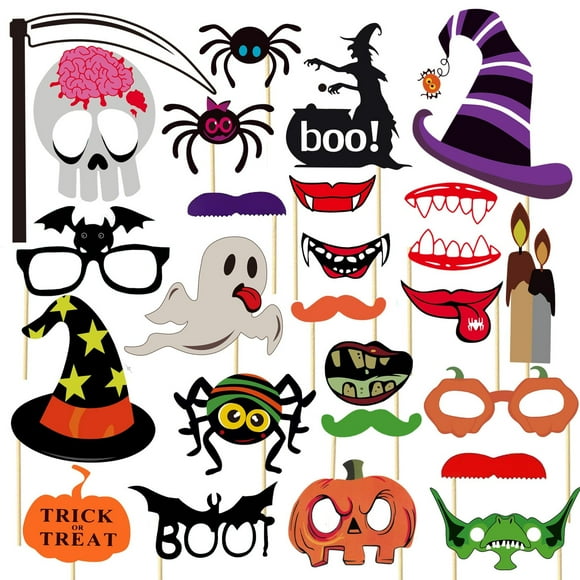 Spooky Spirit Photo Booth Props Set 25 Pcs for Halloween Decorations and Ghostly Party Fun, Perfect for Creating Memorable Moments and Capturing Frightful Memories