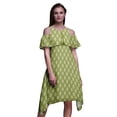 thumbnail image 1 of Bimba Block Print Cold Shoulder Women Swing Tunic Flutter Sleeve Midi Dress-XXX-Large, 1 of 6