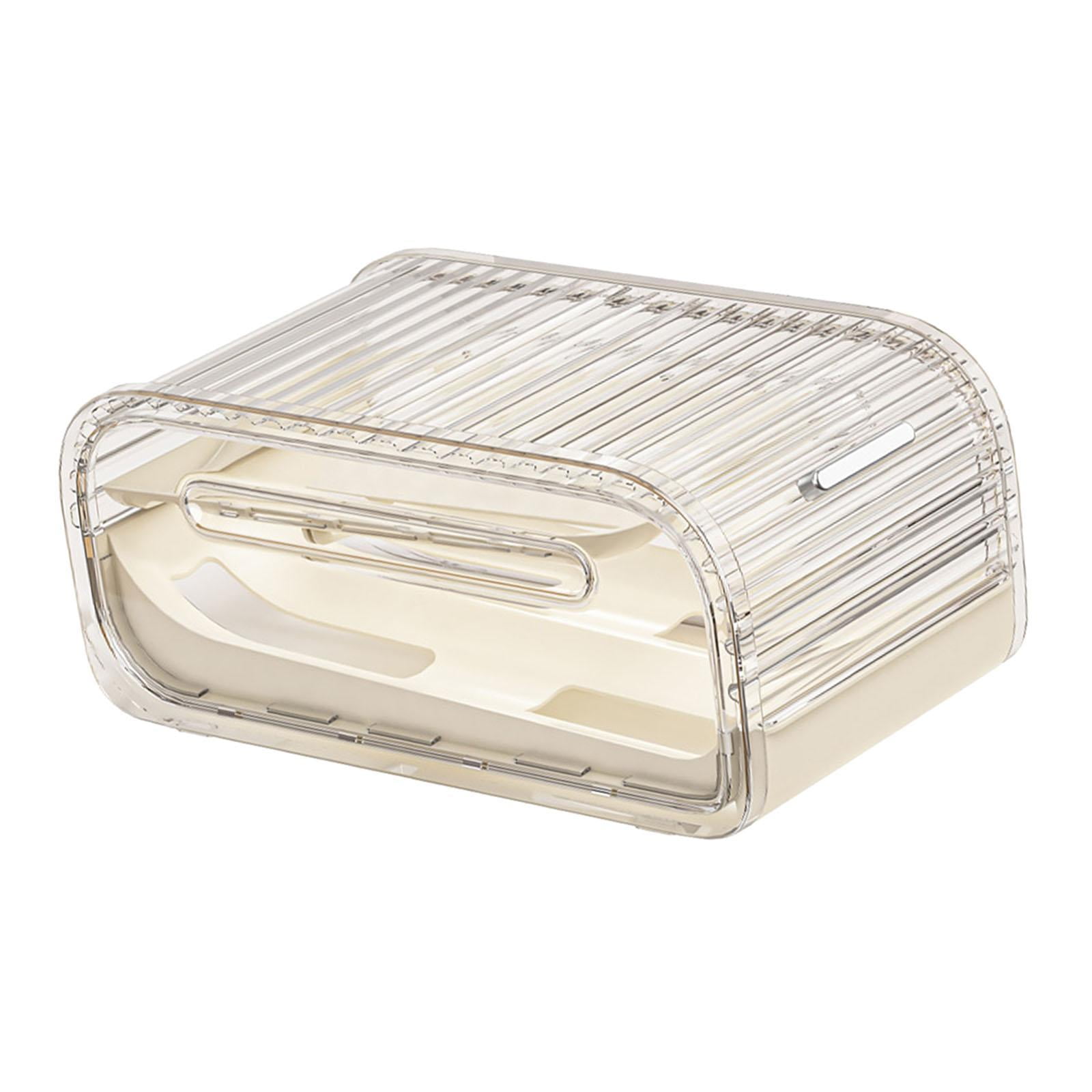 Fiocias Egg Holder for Fridge Clear Automatic Rolling Egg Organizer Tray Storage Bin for