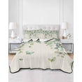 thumbnail image 2 of Quilts Queen Size Bedding Set, Sage Green Eucalyptus Lightweight Quilted Comforter, Weeping Botanical Leaves Linen Soft Reversible Bedspread Coverlet with Pillow Covers for All Season, 90" x 96", 2 of 7
