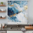 thumbnail image 5 of Blue Oil Painting Sheer Curtains 54 Inches Long, Modern Marble Art Abstract Light Filering Curtains, Breathable Simi Curtain Privacy Drapes for Kitchen Bathroom Nursery Small Window Treatment, 5 of 9