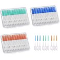 thumbnail image 1 of 600 PCS Interdental Brushes,Dual-Use Dental Floss Sticks,Teeth Cleaner with Storage Case (3 boxes, Blue+Green+Orange), 1 of 5
