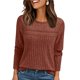 thumbnail image 3 of Camisa de Larga con Encaje para Mujer, Top de Otoño, Moda Elegante, Informal, Tipo Túnica, Suéter, Ropa de . Color Caramelo XL, 3 of 8