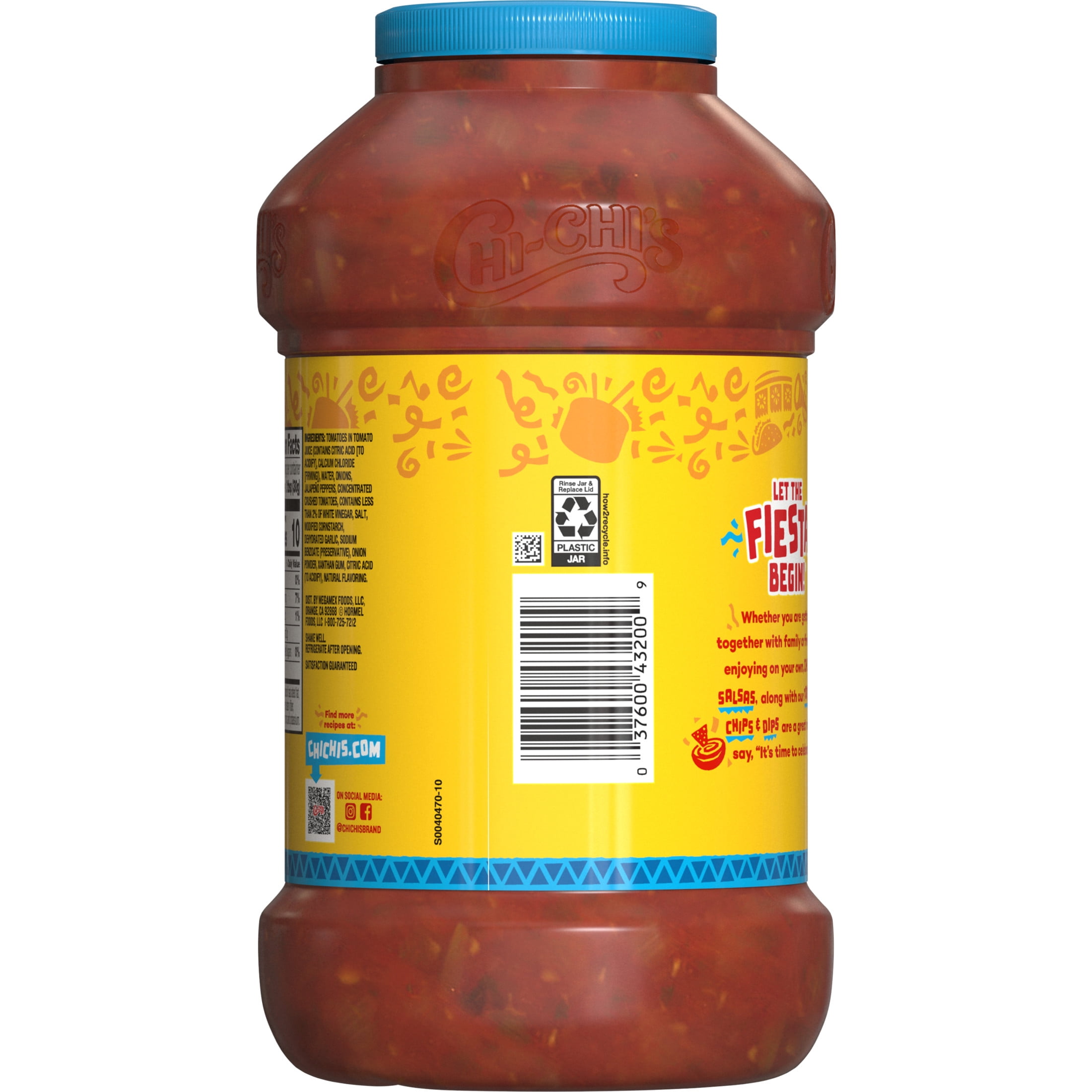 CHI-CHI'S Thick & Chunky Medium Salsa, Gluten Free, Chip Dip, Large 48 oz Plastic Jug​